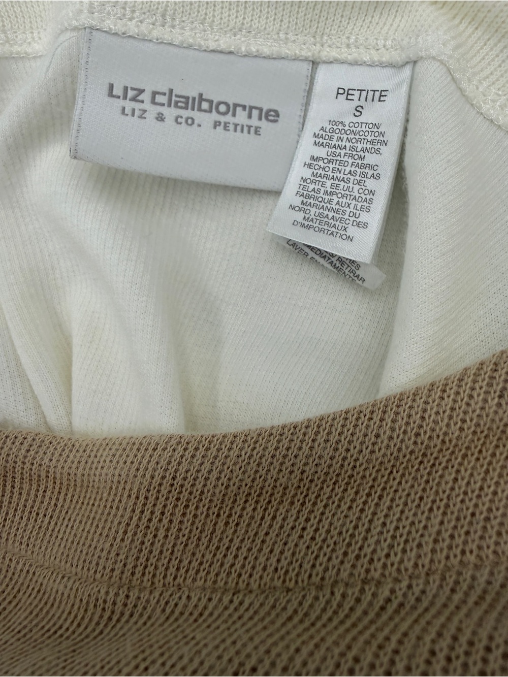 Liz Claiborne Cream Tunic with Tan Yoke - Picture 5 of 5